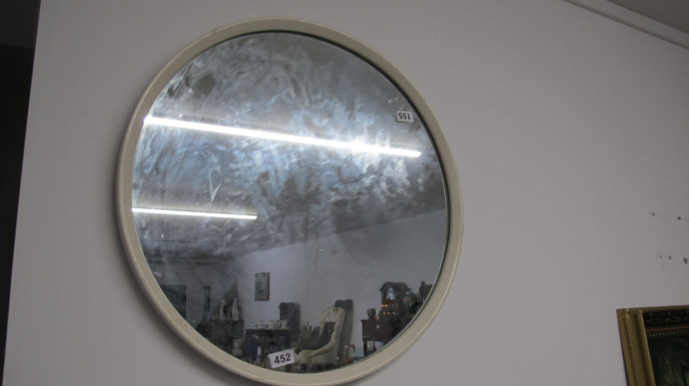 Lot 452: large retro wood framed mirror