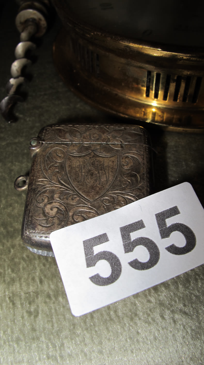 Lot 555: Vintage sterling silver match vesta with striker