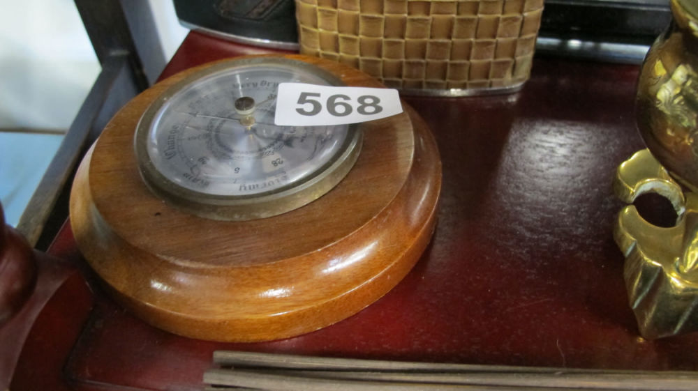 Lot 568: vintage wooden wall hanging barometer