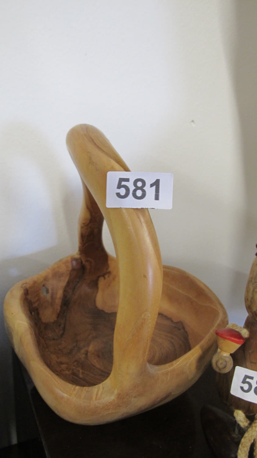 Lot 581: hand made wooden nut basket