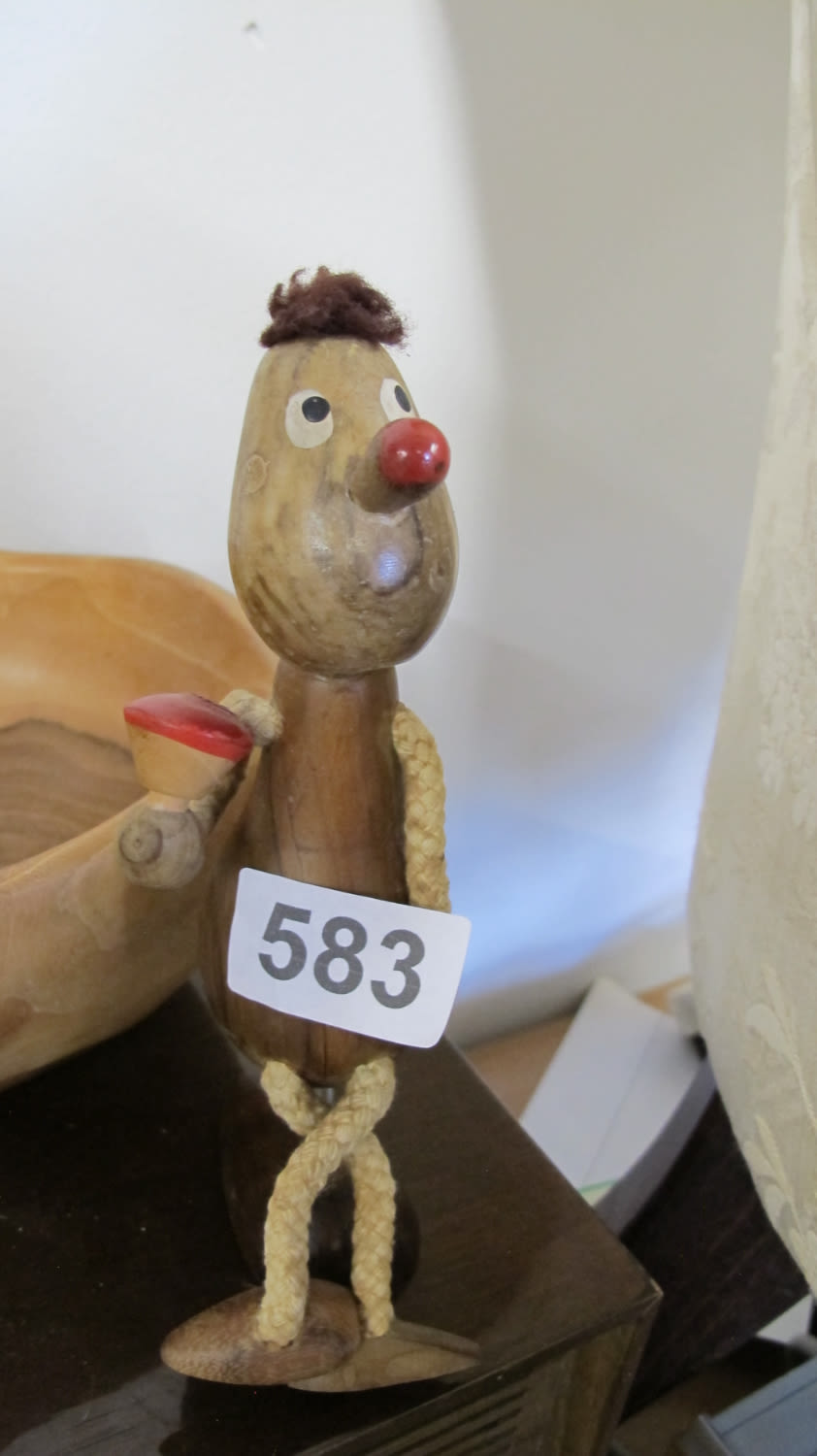 Lot 583: hand made wooden articulated ornament of a drunken...