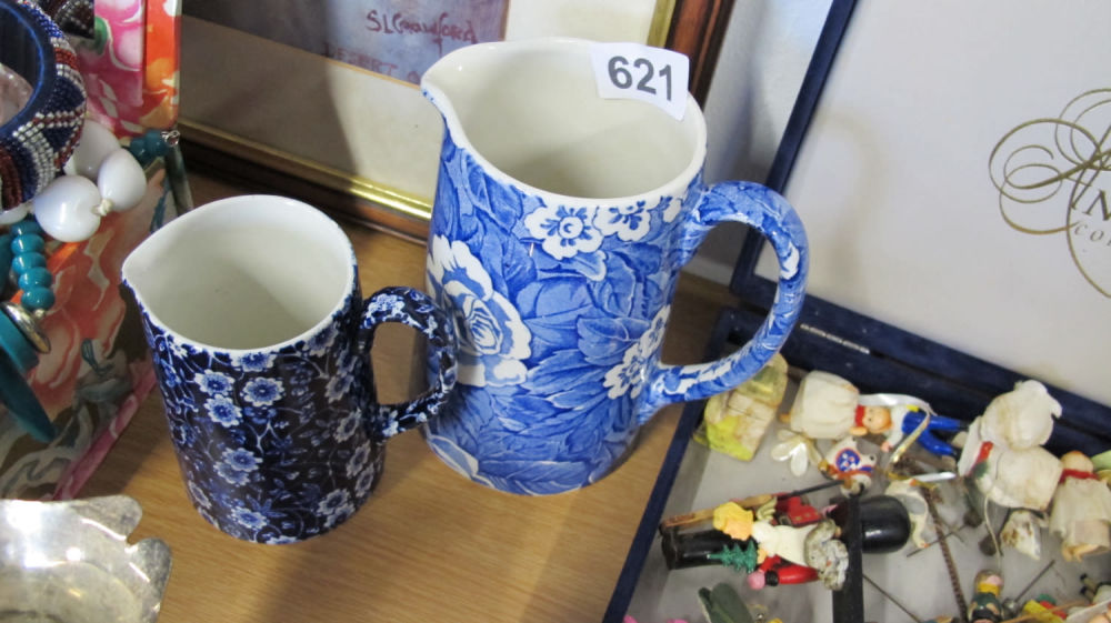 Lot 621: 2 Burleighware vintage jugs to include a calico...