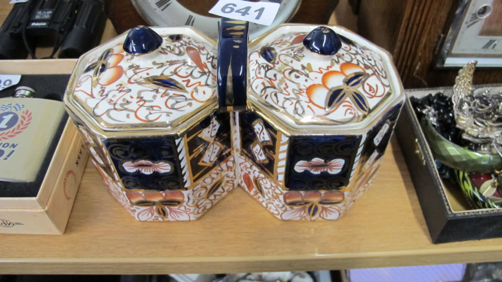 Lot 641: set of Wade Heath imari pattern jam pots