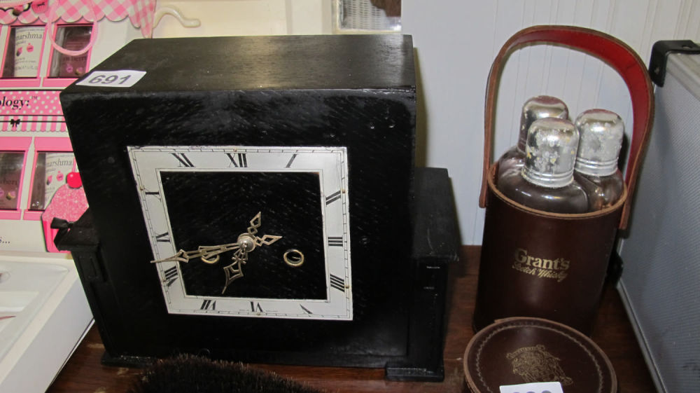 Lot 691: vintage black mantel clock