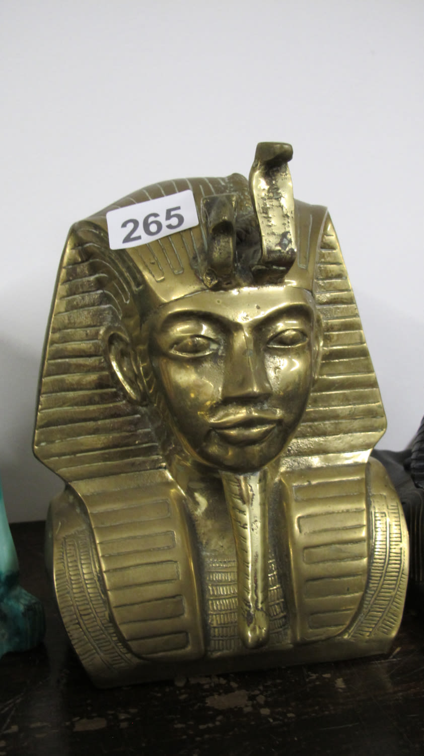 Lot 265: Large 25cm height solid brass Pharoah's bust