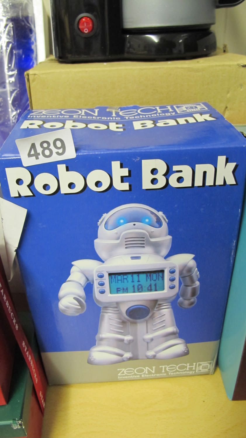 Lot 489: Boxed robot bank