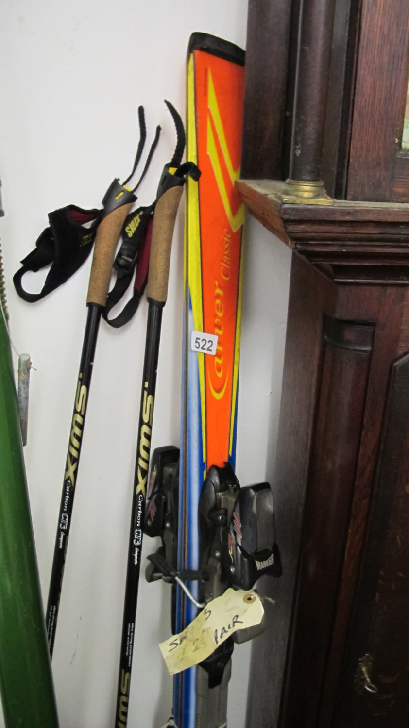 Lot 522: A pair of skis with sticks