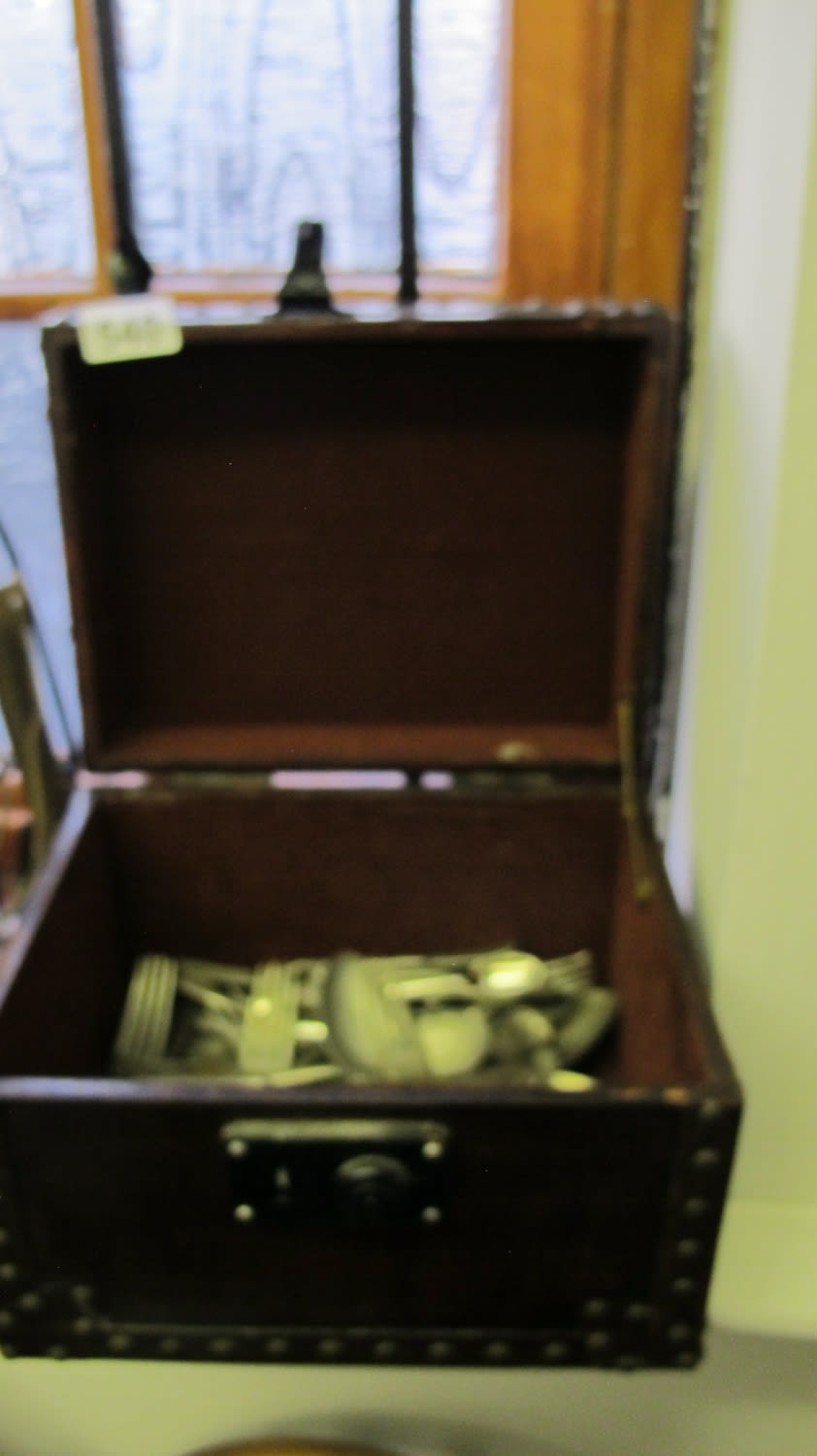 Lot 540: ornate wooden storage box with various pieces of...
