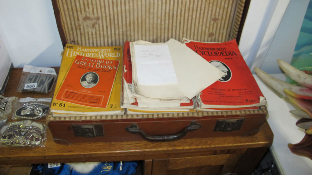 Lot 568: Vintage suitcase full of vintage advertising, history and...