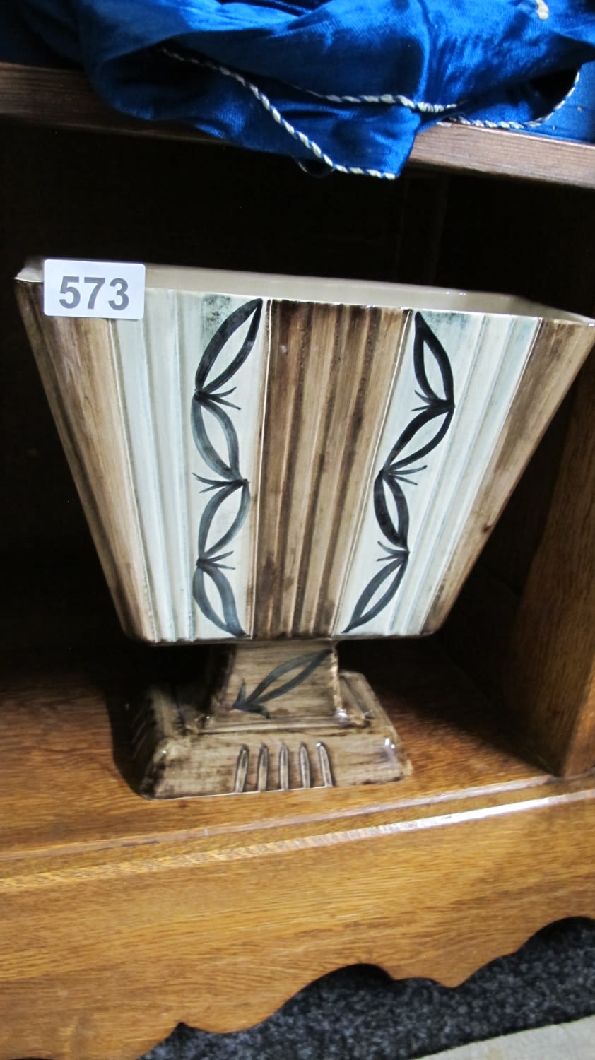 Lot 573: unusual art deco style vase. AF: small chip...