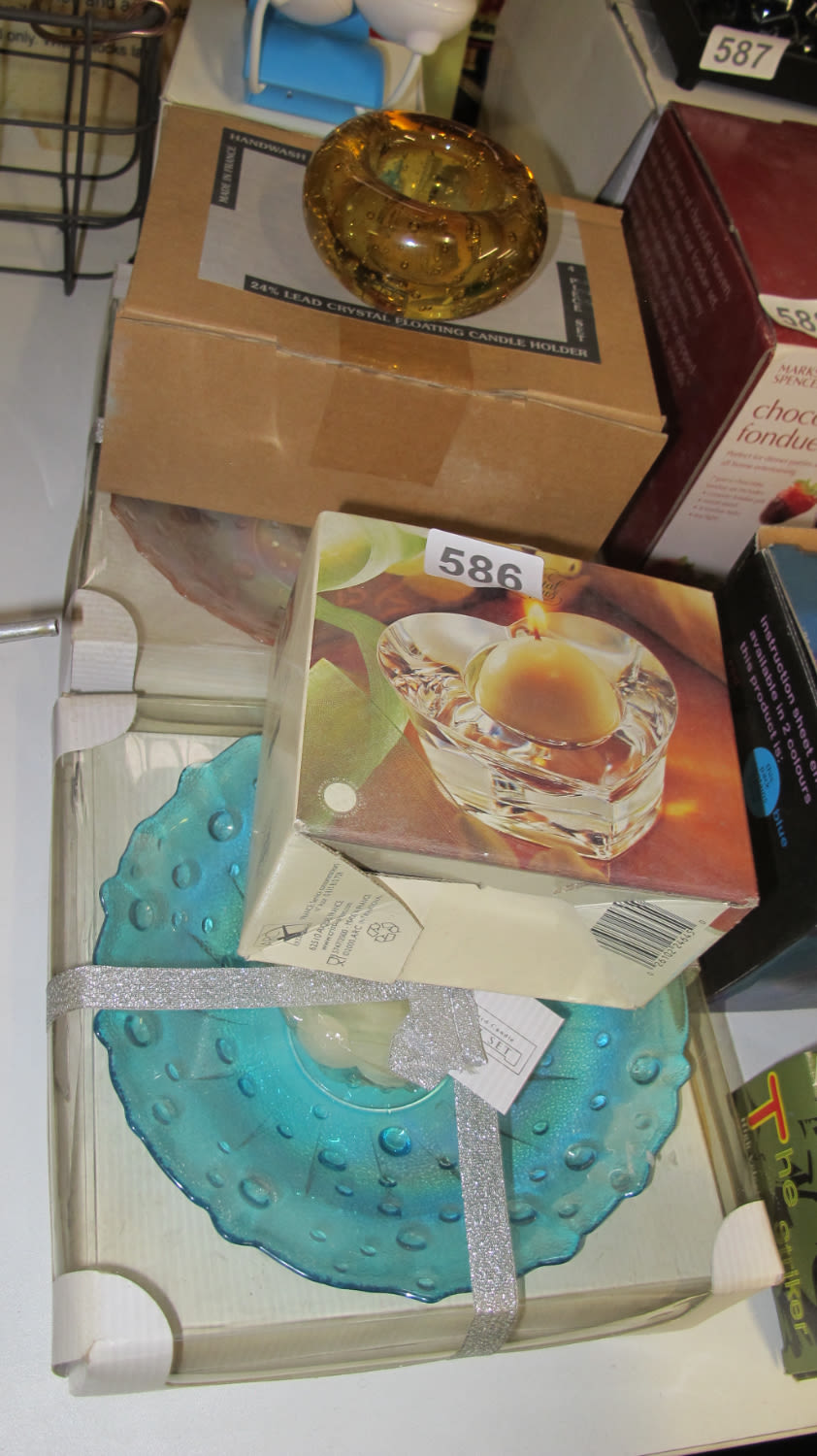 Lot 586: Glass candle holders