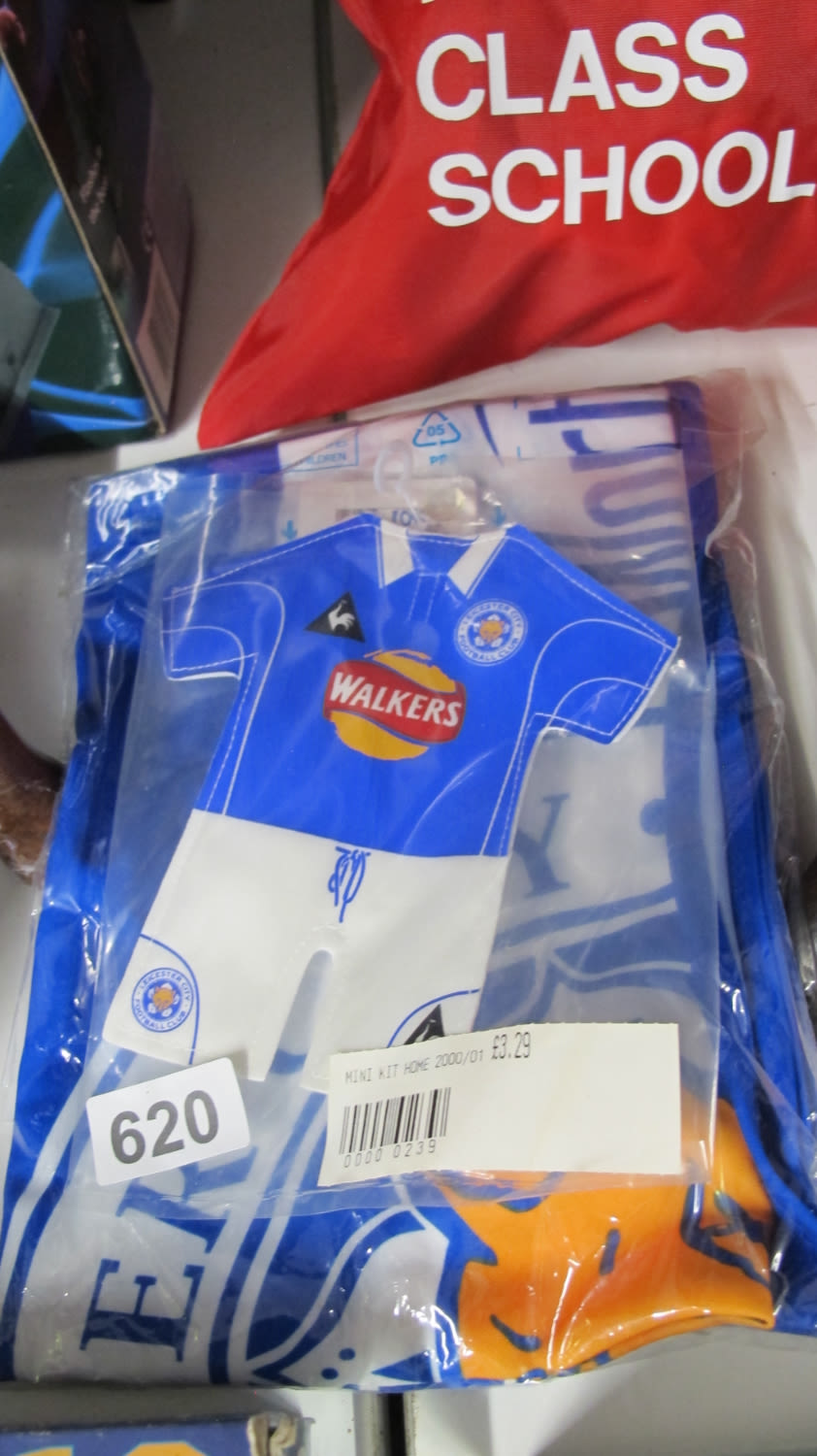 Lot 620: Leicester City Football Club mini kit and flag