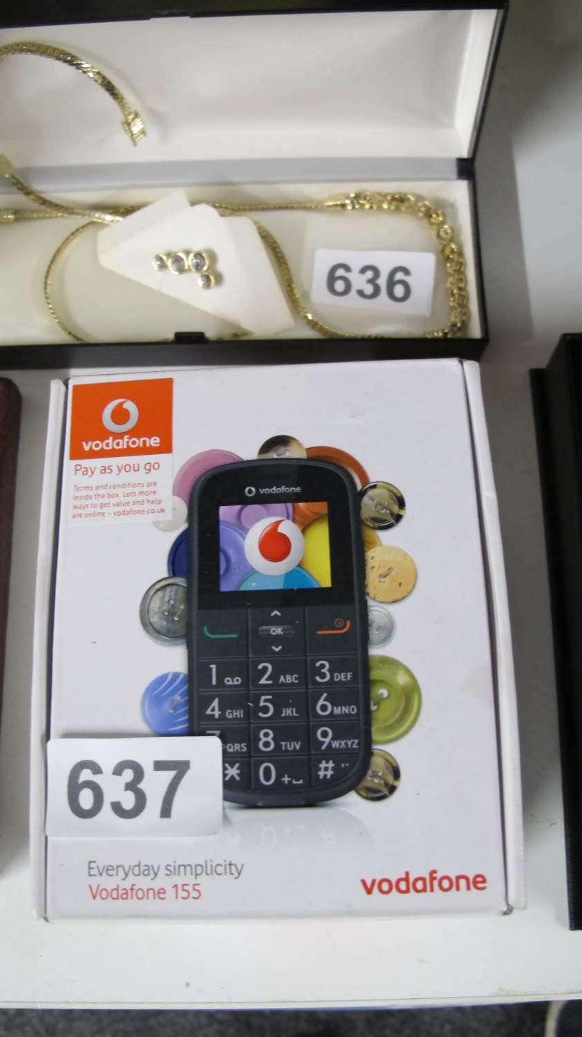 Lot 637: Boxed Vodafone 155 mobile phone