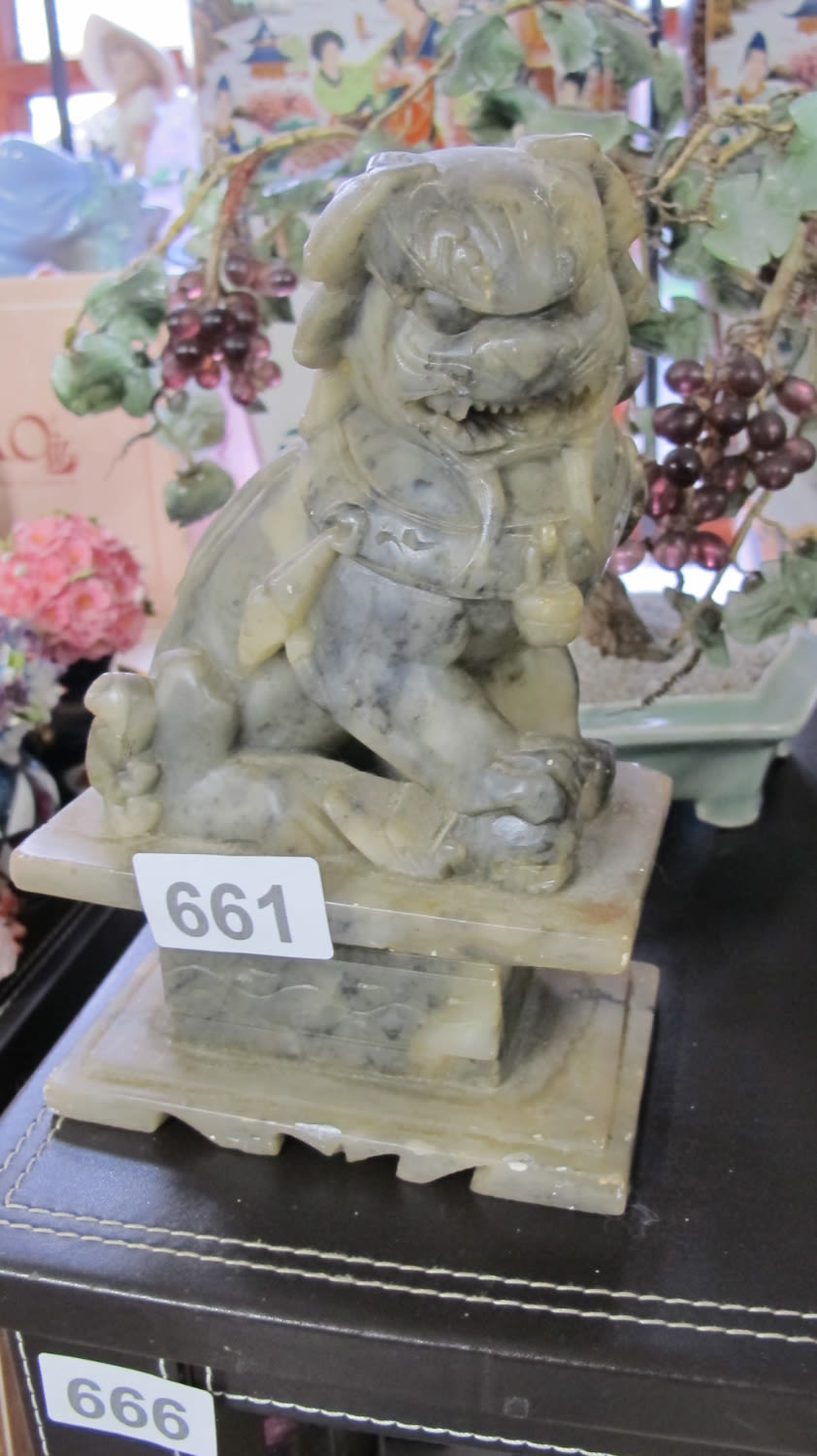 Lot 661: Angry looking soapstone vintage foo dog