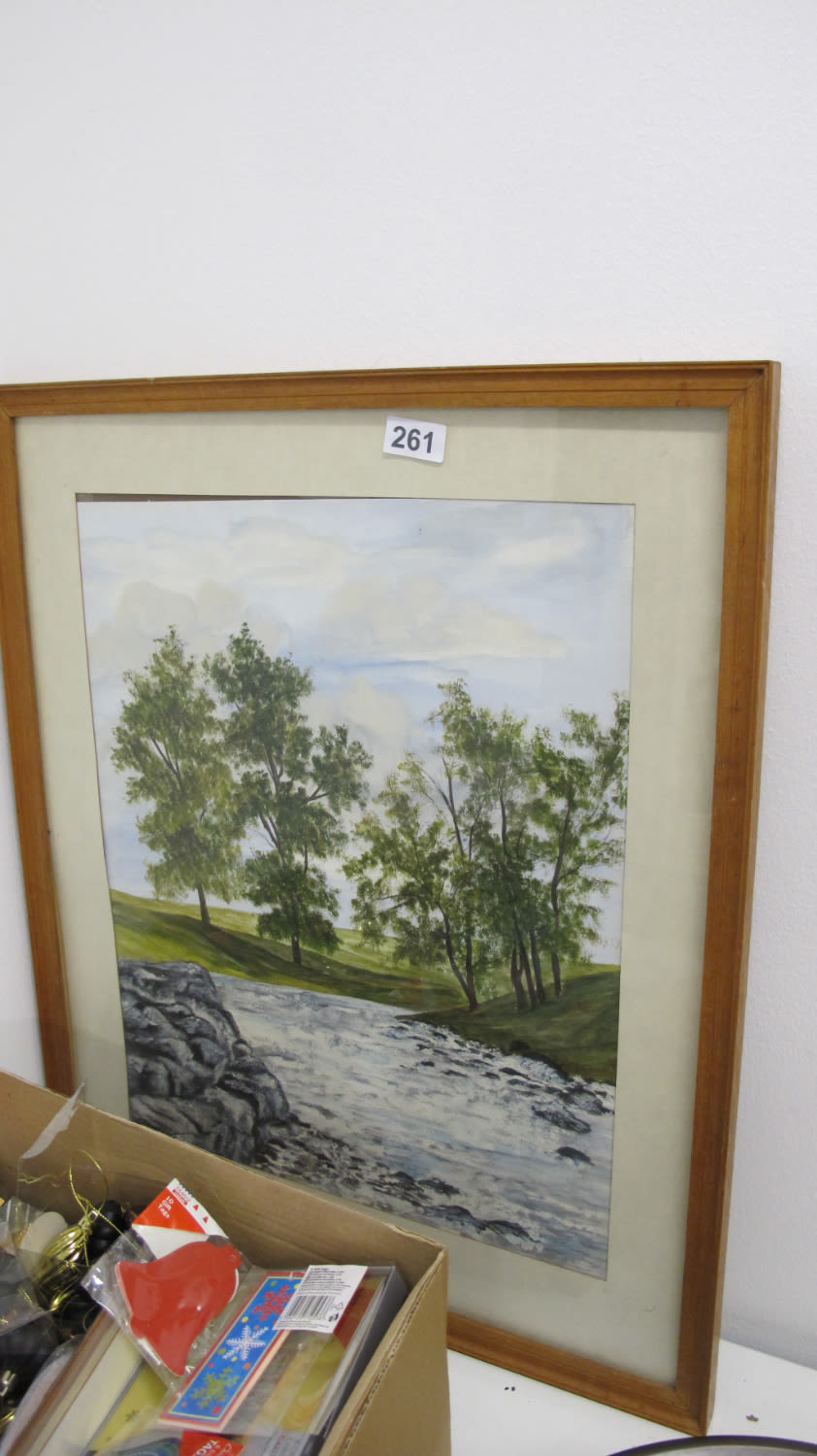 Lot 261: Forest scene original famed and glazed picture