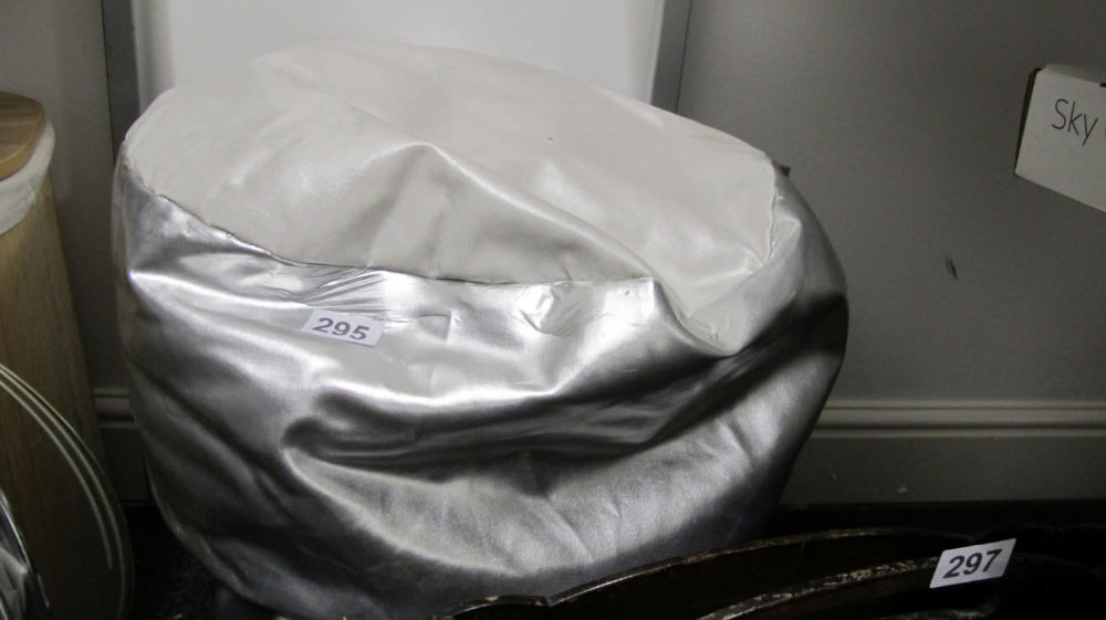 Lot 295: Silver and cream bean bag