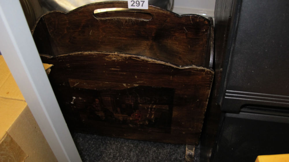 Lot 297: Vintage wooden magazine rack