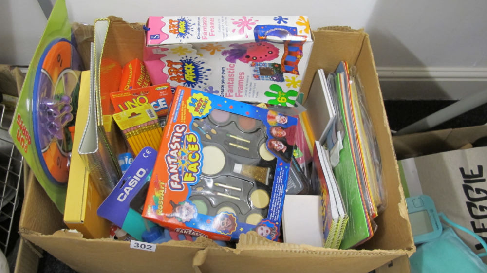 Lot 302: Box of new goods and stationary