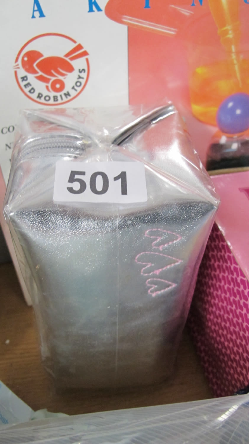 Lot 501: silver make-up bag ideal for Valentines gift 