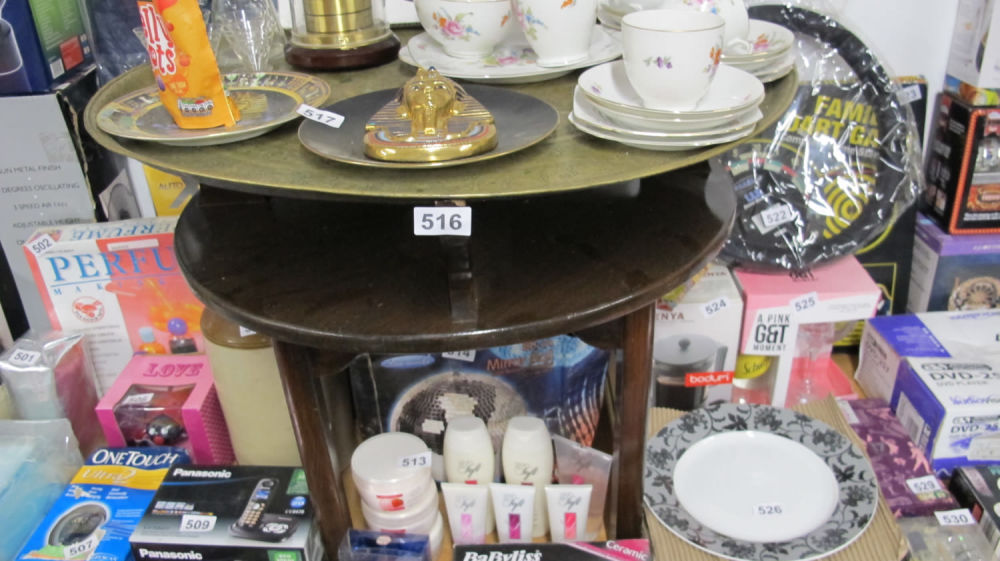 Lot 516: Beautiful unusual Eastern decorated brass top table