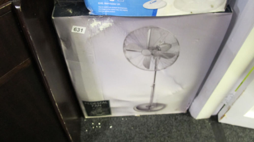 Lot 631: Large chrome finish pedestal fan