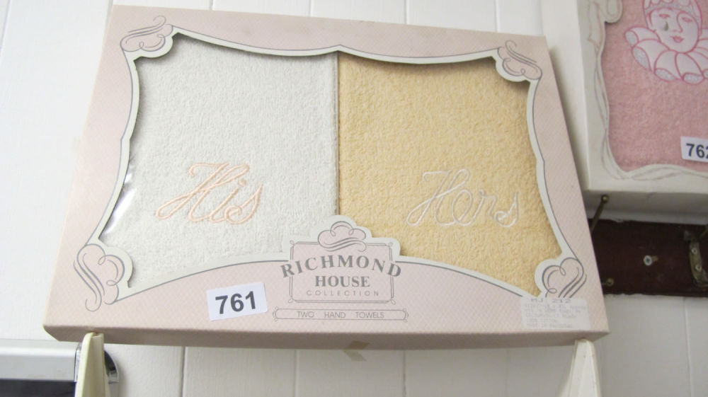 Lot 761: His and hers hand towels