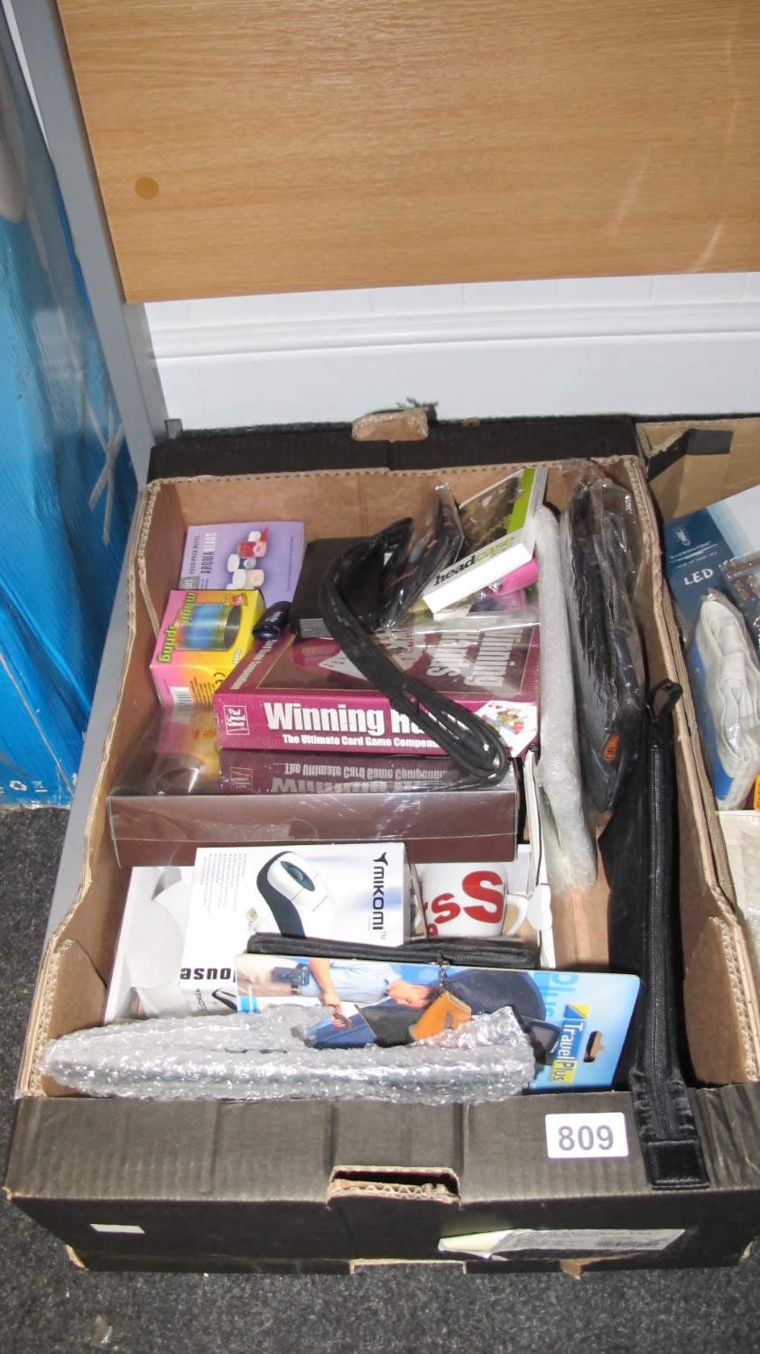 Lot 809: Box of misc new goods