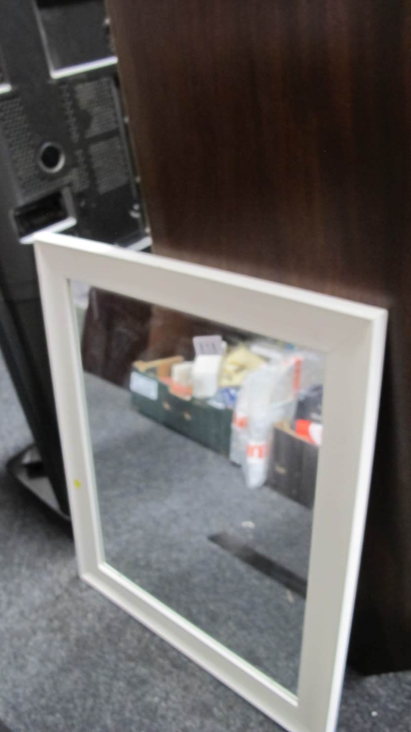 Lot 818: White framed mirror