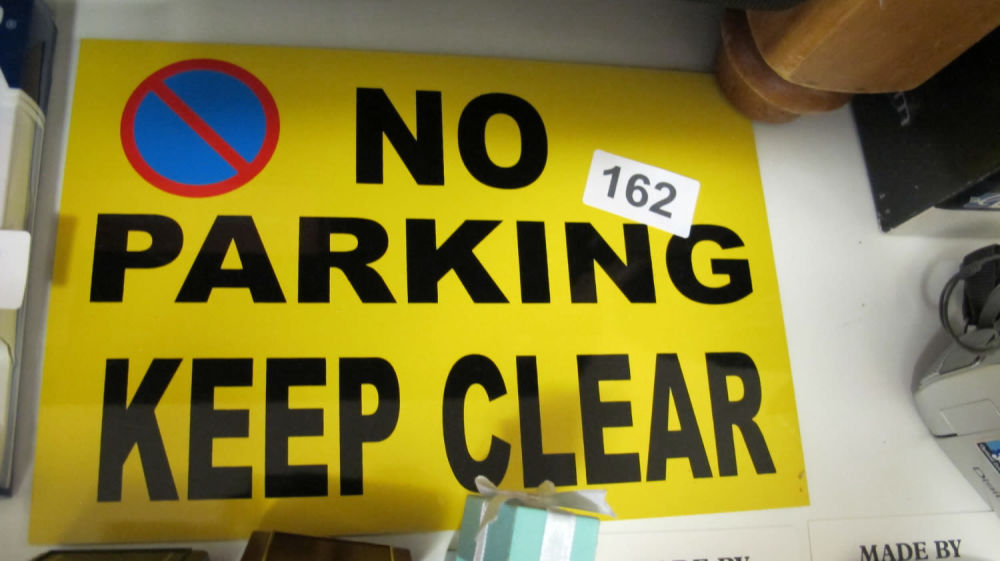 Lot 162: plastic No Parking sign