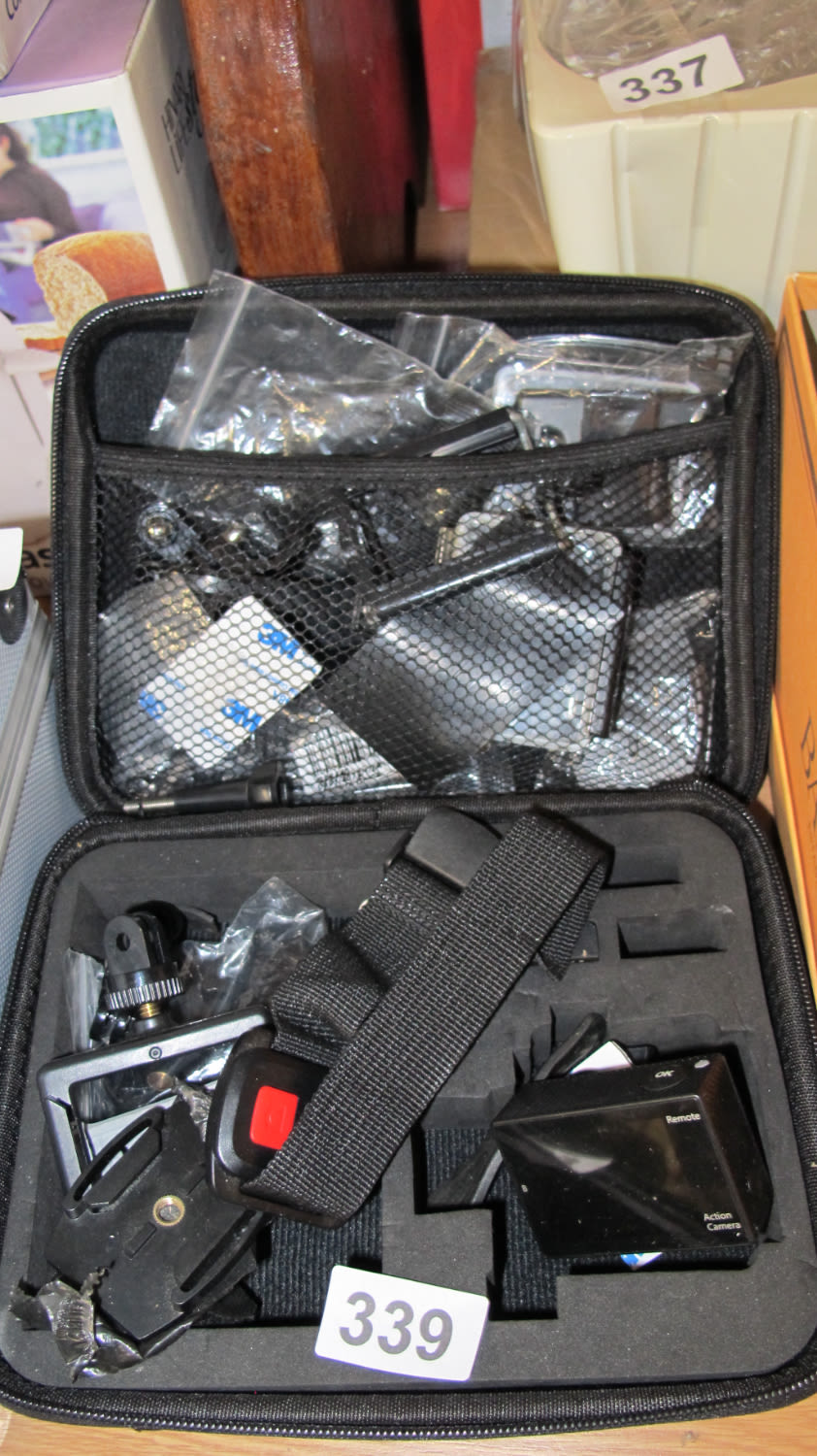 Lot 339: Car webcam action camera kit and fittings