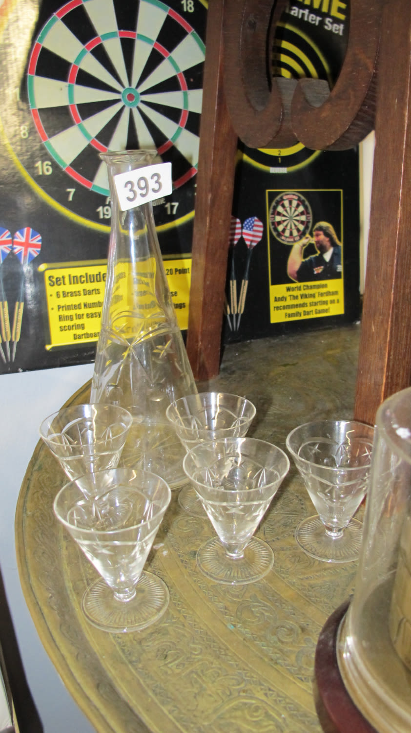 Lot 393: Pall mall Lady Hamilton Decanter and glasses