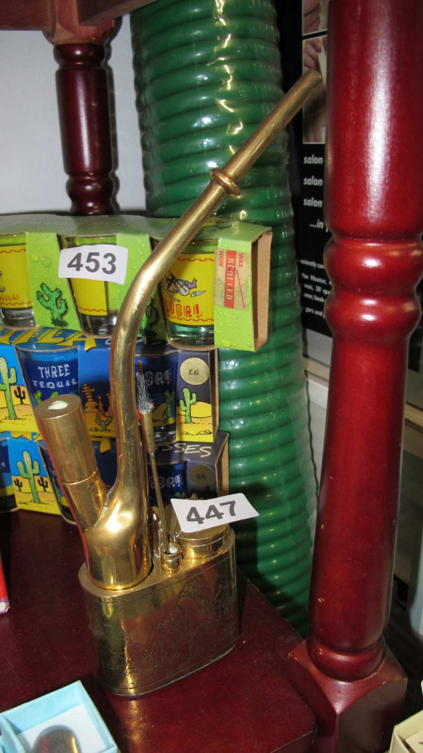 Lot 447: Brass oriental opium pipe for the Gainsborough catchment...