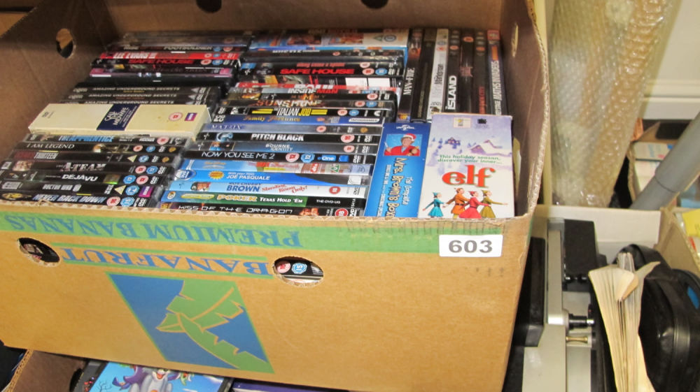 Lot 603: Box of DVDs double layered 