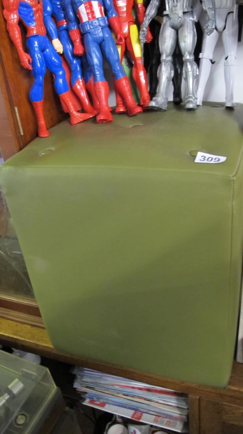 Lot 309: Green new retro vinyl pouffe