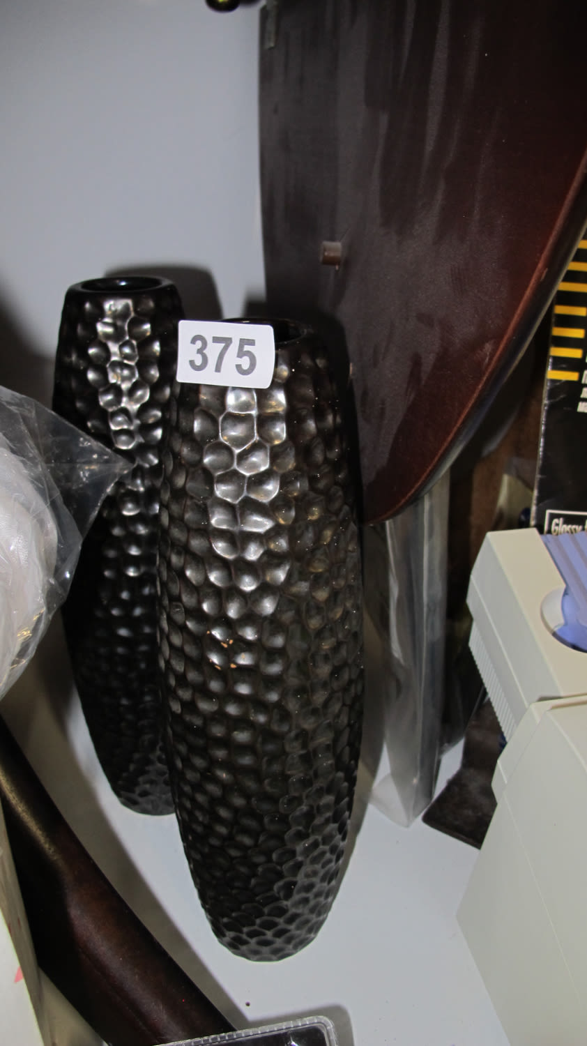 Lot 375: 2 textured alien pod vases