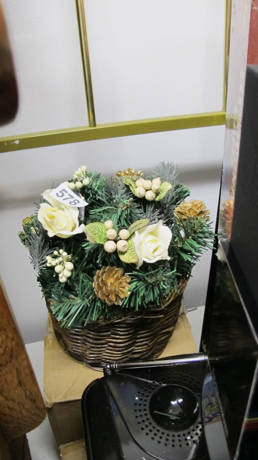Lot 578: Basket of Christmas fake flowers