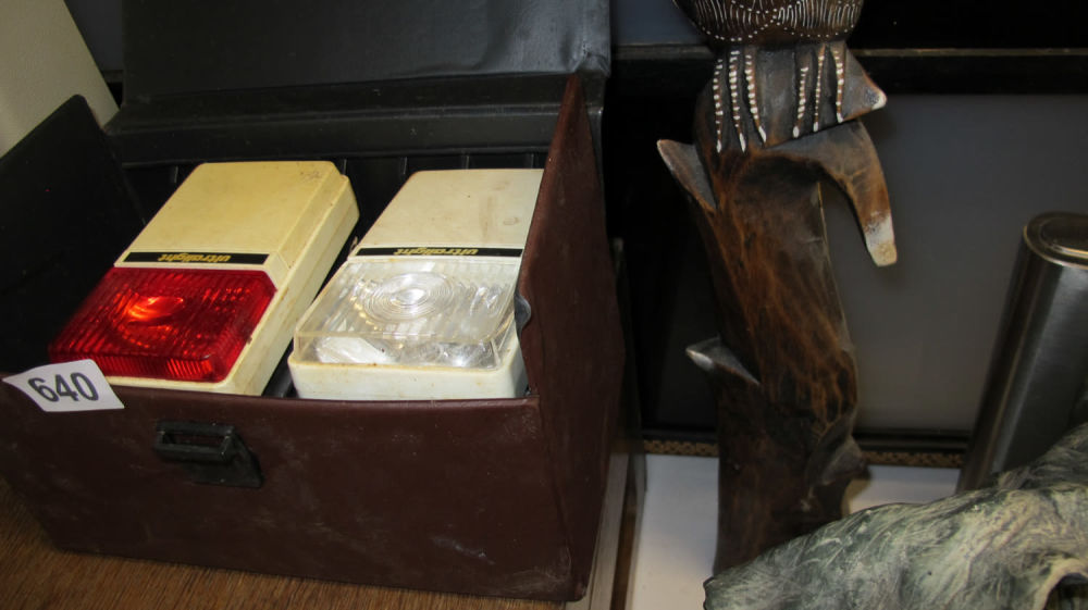 Lot 640: Bike lights in a case