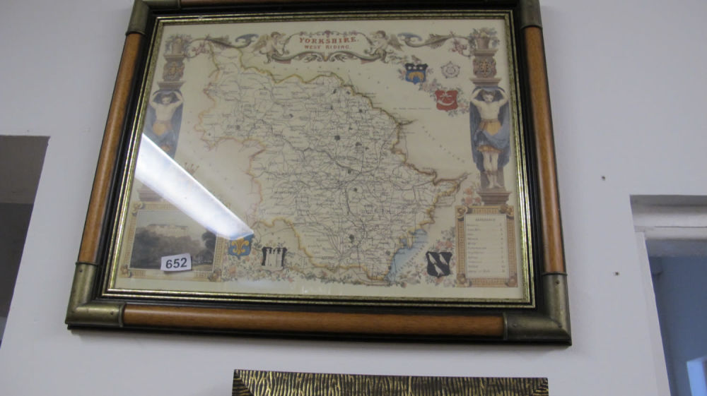 Lot 652: Framed and glazed Yorkshire map