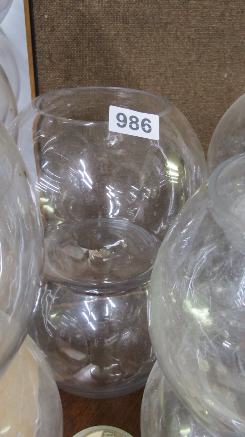 Lot 986: Glass fishbowl centrepieces