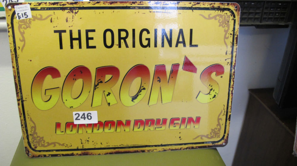 Lot 246: Goron's london dry gin sign