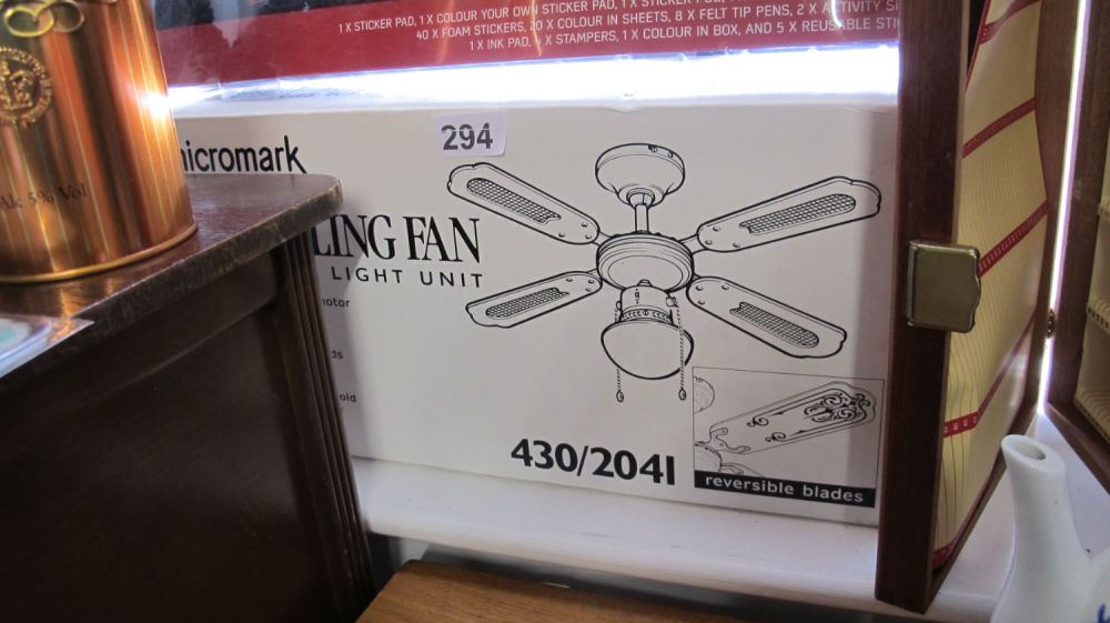 Lot 294:  brand new boxed Micromark ceiling fan RRP £110