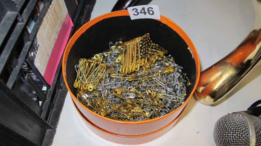Lot 346: Tub of safety pins