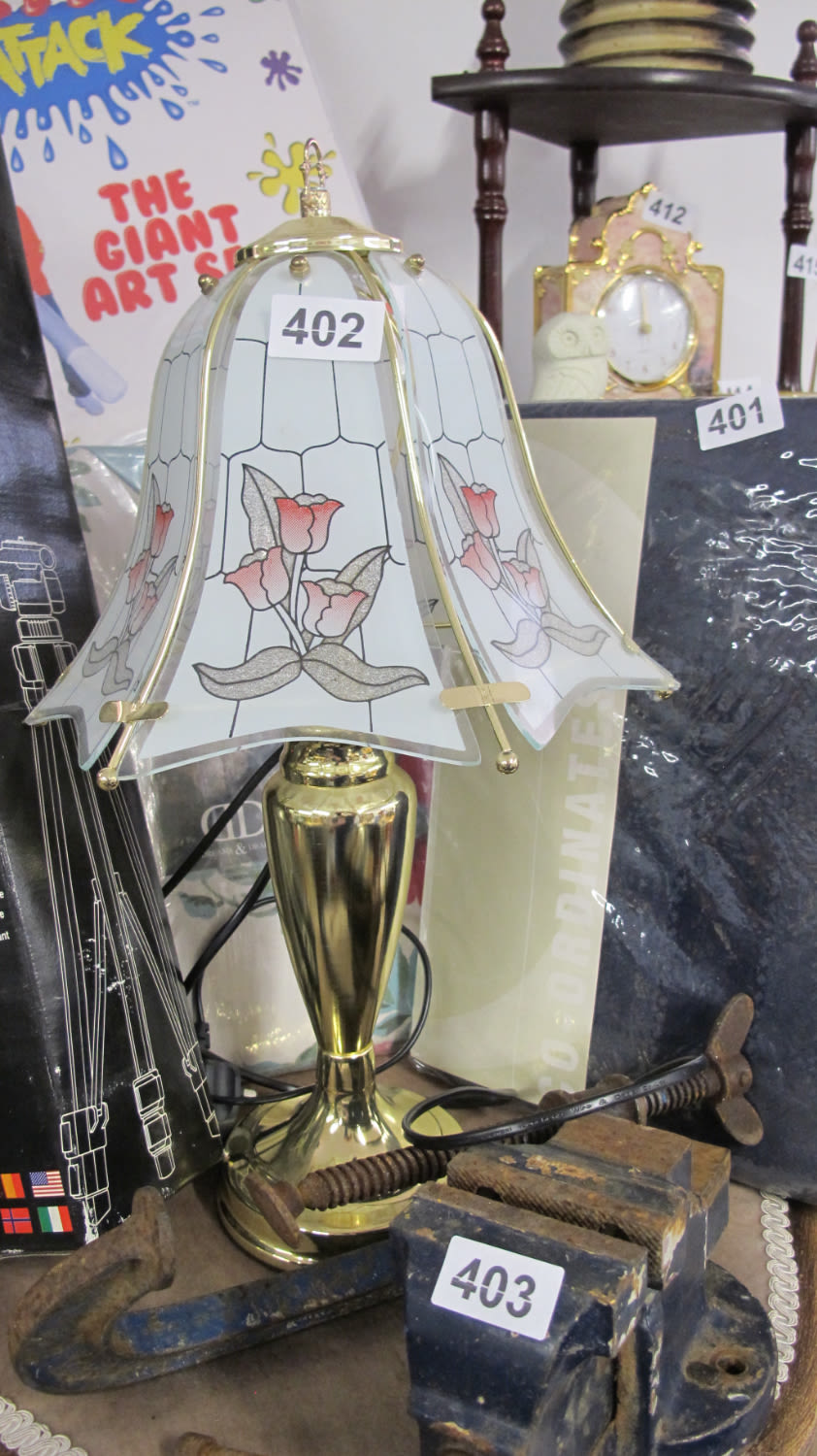 Lot 402: Glass and metal table lamp