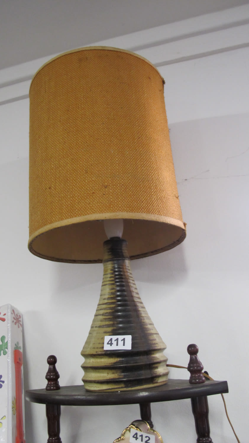 Lot 411: Mid century modern pottery table lamp