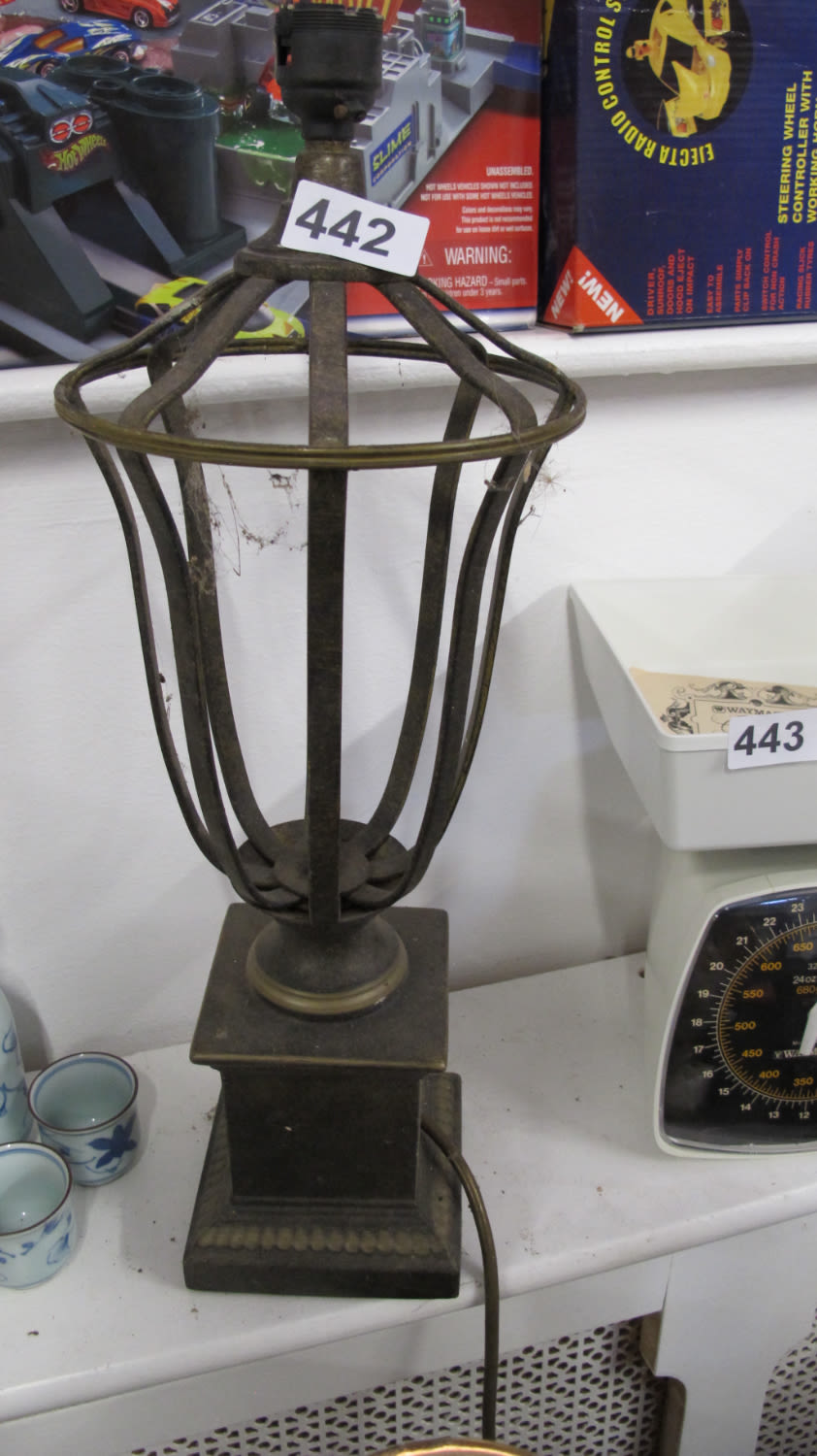 Lot 442: Unusual vintage metal table lamp