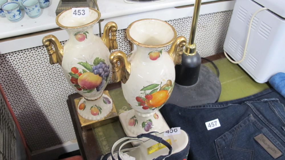 Lot 453: 2 early 20th century gilt baluster vases