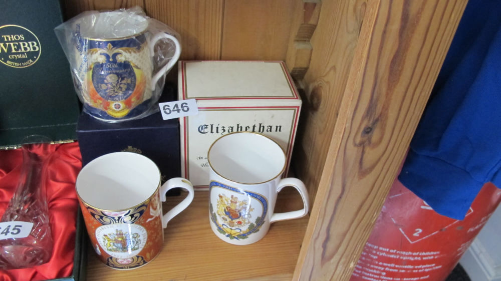 Lot 646: Royal commemorative mugs