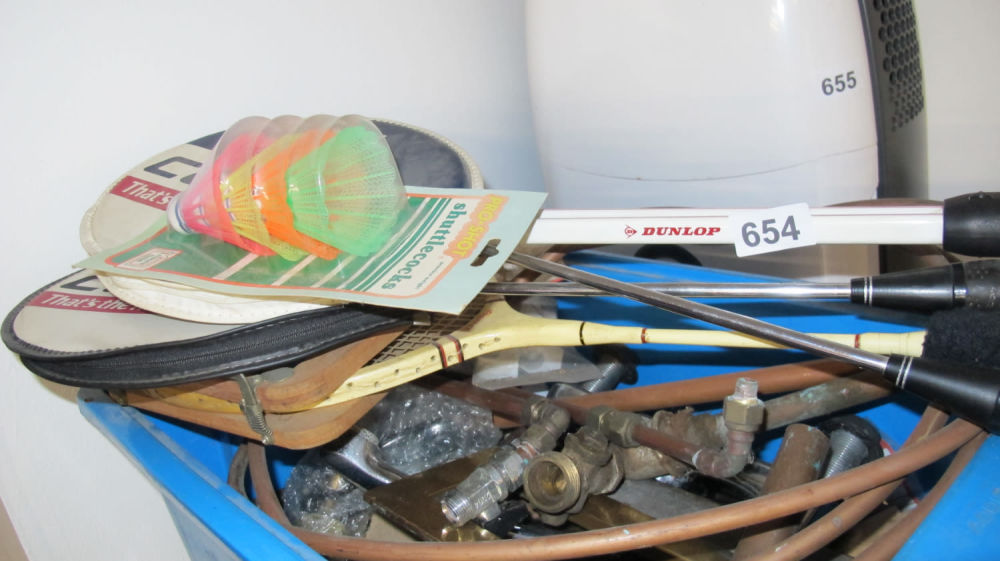 Lot 654: Badminton racquets etc.