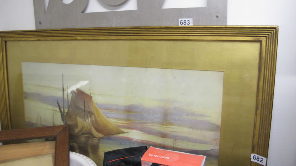 Lot 682: Large framed and glazed picture