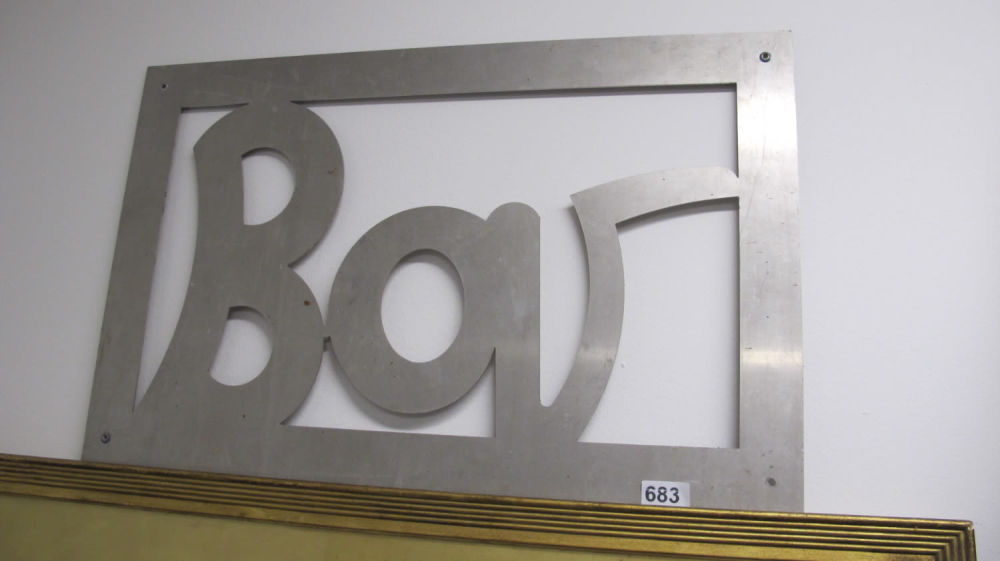 Lot 683: Laser cut metal "Bar" sign